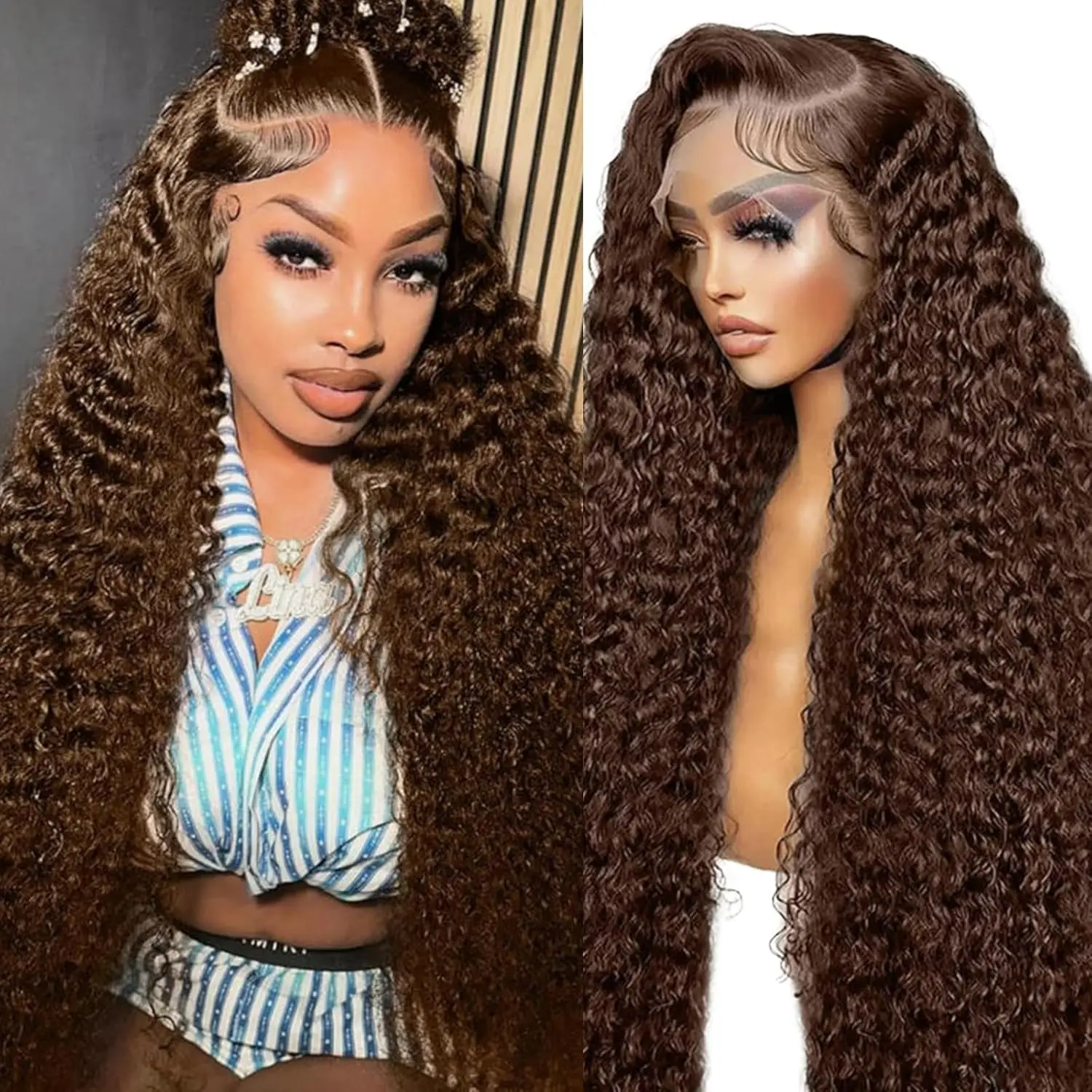 13x6 Lace Front Wigs Human Hair Chocolate Brown Burmese Curly Wigs 13x4 HD Lace Wig Pre Plucked Brazilian Human Hair 200 Density
13x6 Lace Front Wigs Human Hair Chocolate Brown Burmese Curly Wigs 13x4 HD Lace Wig Pre Plucked Brazilian Human Hair 200 Density