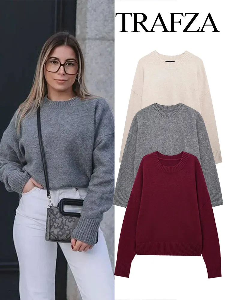 TRAFZA 2024 Autumn Women's HighStreet Casual Textured Knitted Sweater Retro Round Neck Elegant Women's Fashion Pullover Slim Top
TRAFZA 2024 Autumn Women's HighStreet Casual Textured Knitted Sweater Retro Round Neck Elegant Women's Fashion Pullover Slim Top