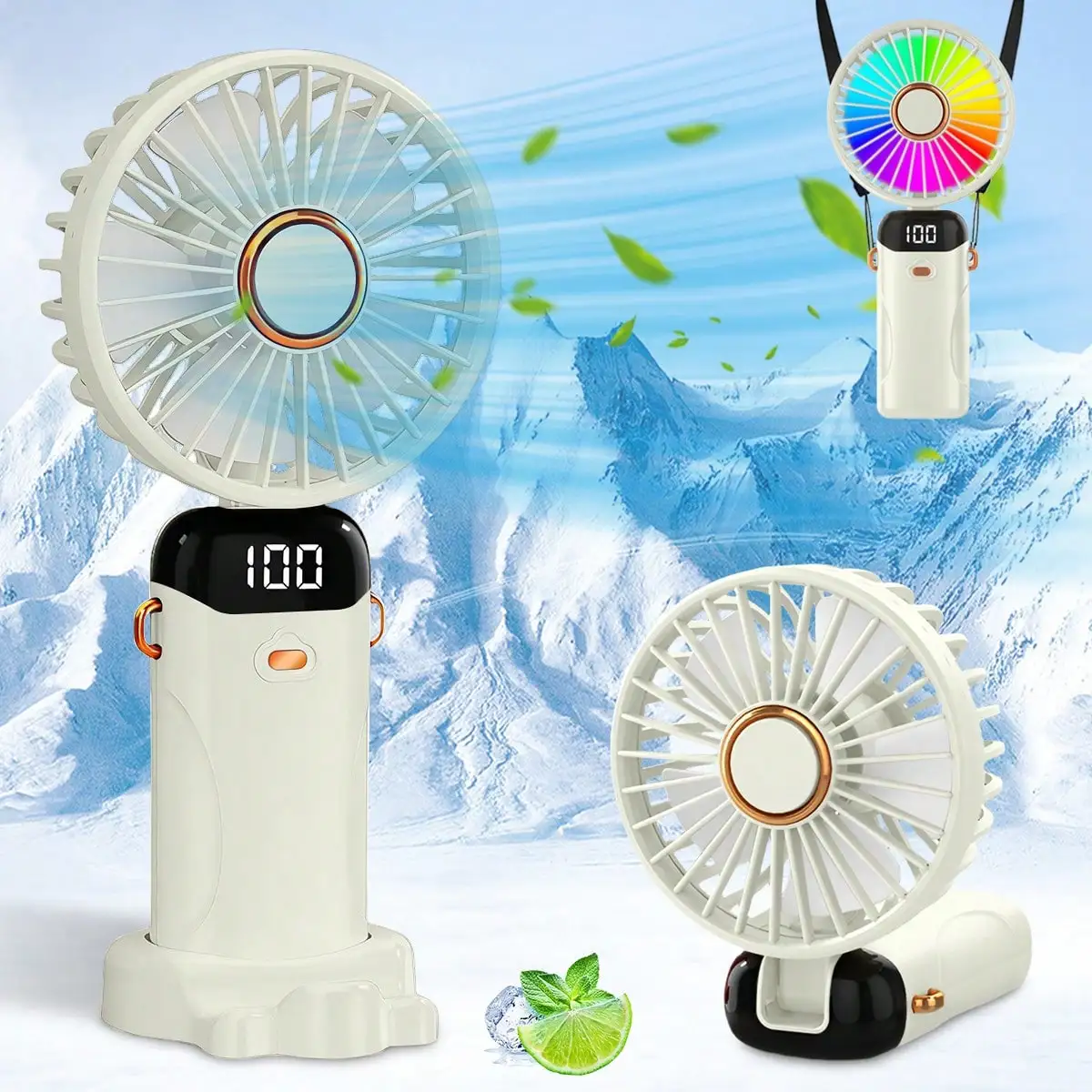 2026 New Upgraded Foldable Handheld Electric Fan, 1200mAh USB Rechargeable Portable Cooling Fan With 6 Speed Levels, 90° Adjustable, Quiet Operation, LED Digital Display And Colorful Lights, Mini Desk Fan For Home, Office, Car, Outdoor, Travel, Ideal Gift
2026 New Upgraded Foldable Handheld Electric Fan, 1200mAh USB Rechargeable Portable Cooling Fan With 6 Speed Levels, 90° Adjustable, Quiet Operation, LED Digital Display And Colorful Lights, Mini Desk Fan For Home, Office, Car, Outdoor, Travel, Ideal Gift