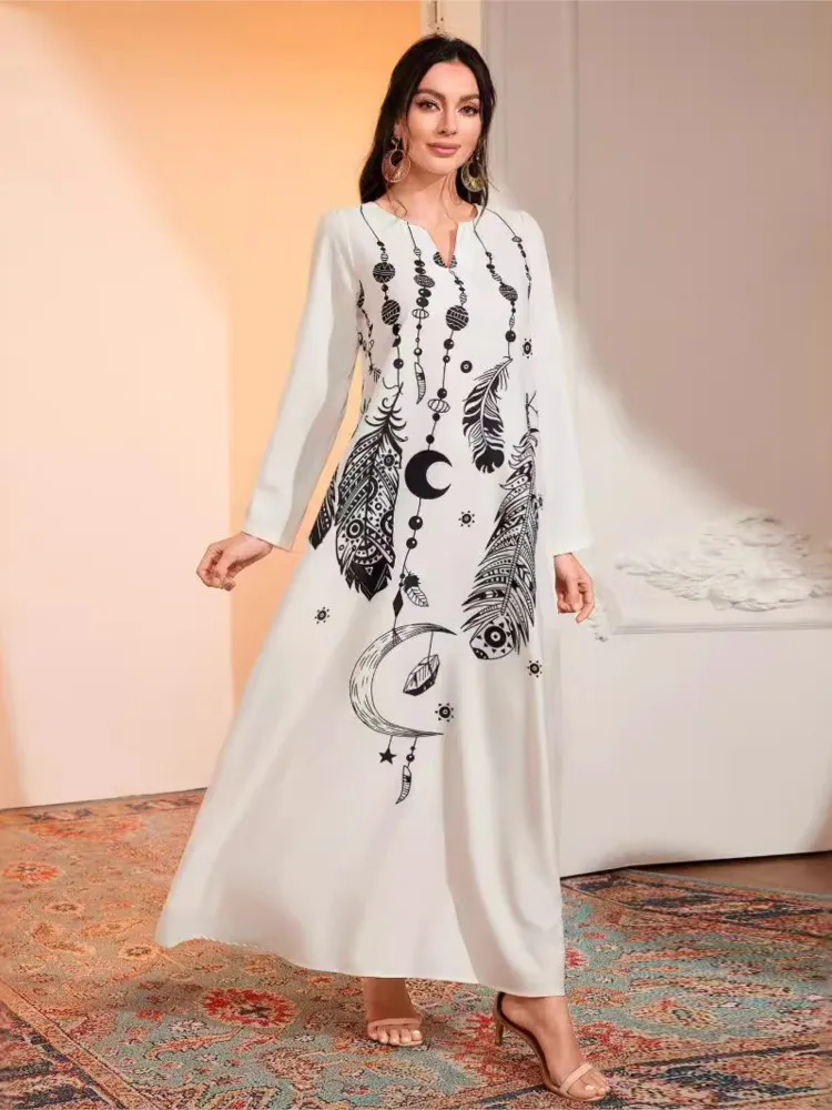 Temperament Simple Black White Print Long Dresses Women Long Sleeve V-neck Pocket Loose Maxi Dress Female Streetwear Vestidos
Temperament Simple Black White Print Long Dresses Women Long Sleeve V-neck Pocket Loose Maxi Dress Female Streetwear Vestidos