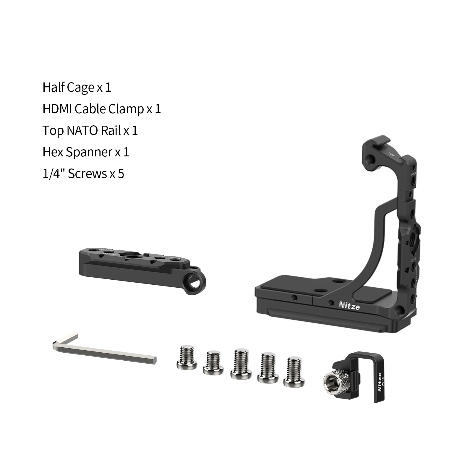 Nitze Half Cage for Sony FX2 Camera, with HDMI Cable Clamp, Detachable Top NATO Rail, Built-in Cold Shoe, for Arca
Nitze Half Cage for Sony FX2 Camera, with HDMI Cable Clamp, Detachable Top NATO Rail, Built-in Cold Shoe, for Arca