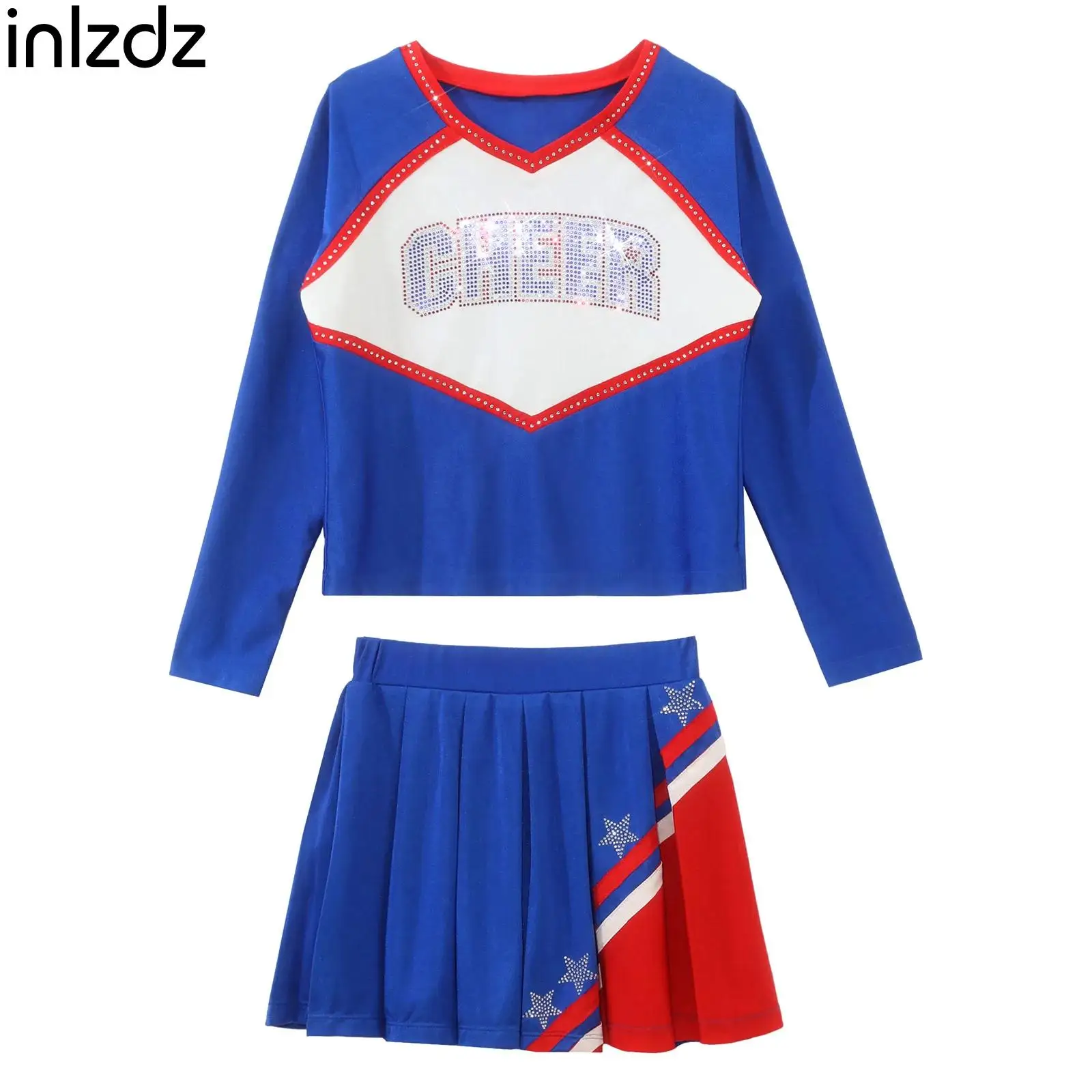 Kids Jazz Ballet Dance Costume Rhinestone Letter Print Top and Stars Pattern Elastic Waist Skirt for 4th July Stage Performance
Kids Jazz Ballet Dance Costume Rhinestone Letter Print Top and Stars Pattern Elastic Waist Skirt for 4th July Stage Performance