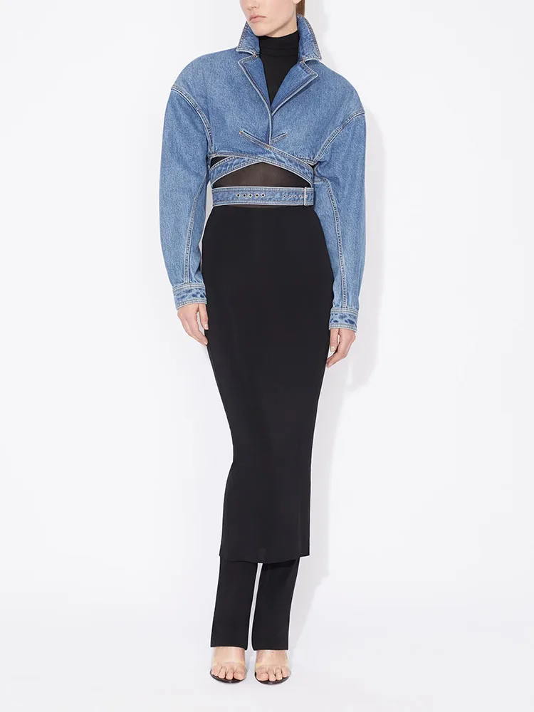 y2k fall and winter hollowed out waist tie long-sleeved lapel cotton Denim jacket 2023korean fashion short new in outerwears
y2k fall and winter hollowed out waist tie long-sleeved lapel cotton Denim jacket 2023korean fashion short new in outerwears