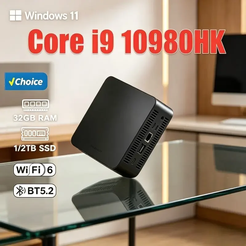Portable Mini PC 2026, Intel I9 10980HK, 16GB RAM, Ample SSD Space, WiFi6 BT5.2, 4K HD Output, Win11, for Home and Daily Use
Portable Mini PC 2026, Intel I9 10980HK, 16GB RAM, Ample SSD Space, WiFi6 BT5.2, 4K HD Output, Win11, for Home and Daily Use