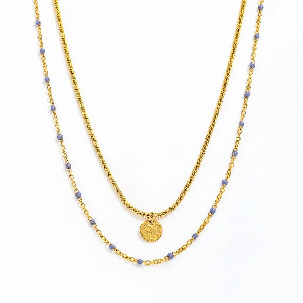 Joolim Jewelry High End PVD Wholesale Dainty Double-layer Cuban Tin Foil Round Pendant Mauve Bead Chain Stainless Steel Necklace
Joolim Jewelry High End PVD Wholesale Dainty Double-layer Cuban Tin Foil Round Pendant Mauve Bead Chain Stainless Steel Necklace