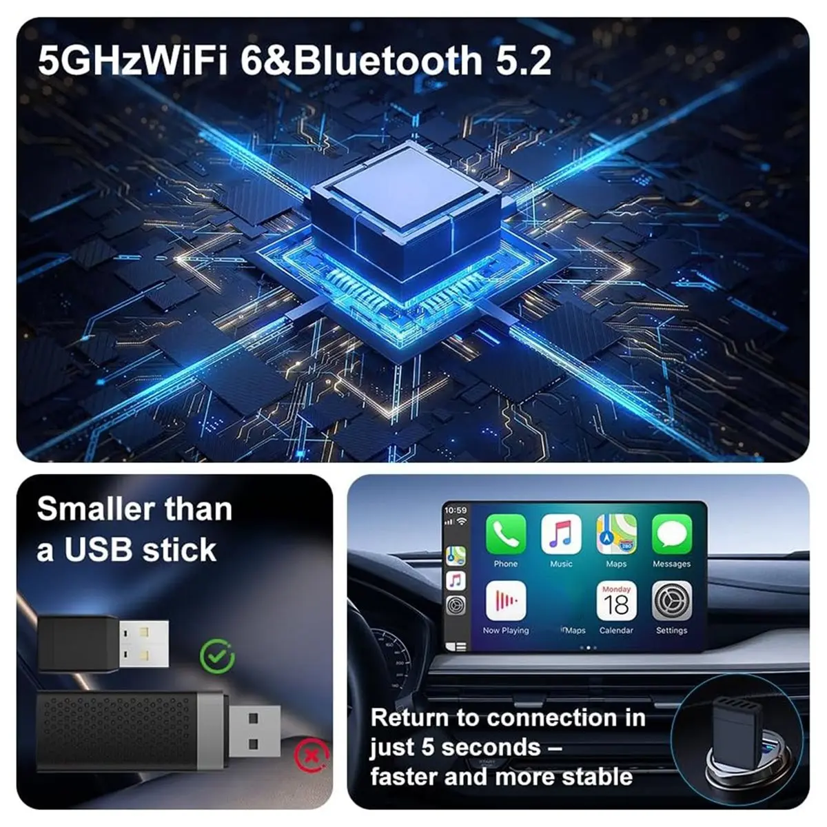【BRILLIANT 】Wireless CarPlay Adapter for IPhone - Convert Wired to Wireless CarPlay, Plug & Play Dongle, Auto Reconnect
【BRILLIANT 】Wireless CarPlay Adapter for IPhone - Convert Wired to Wireless CarPlay, Plug & Play Dongle, Auto Reconnect
