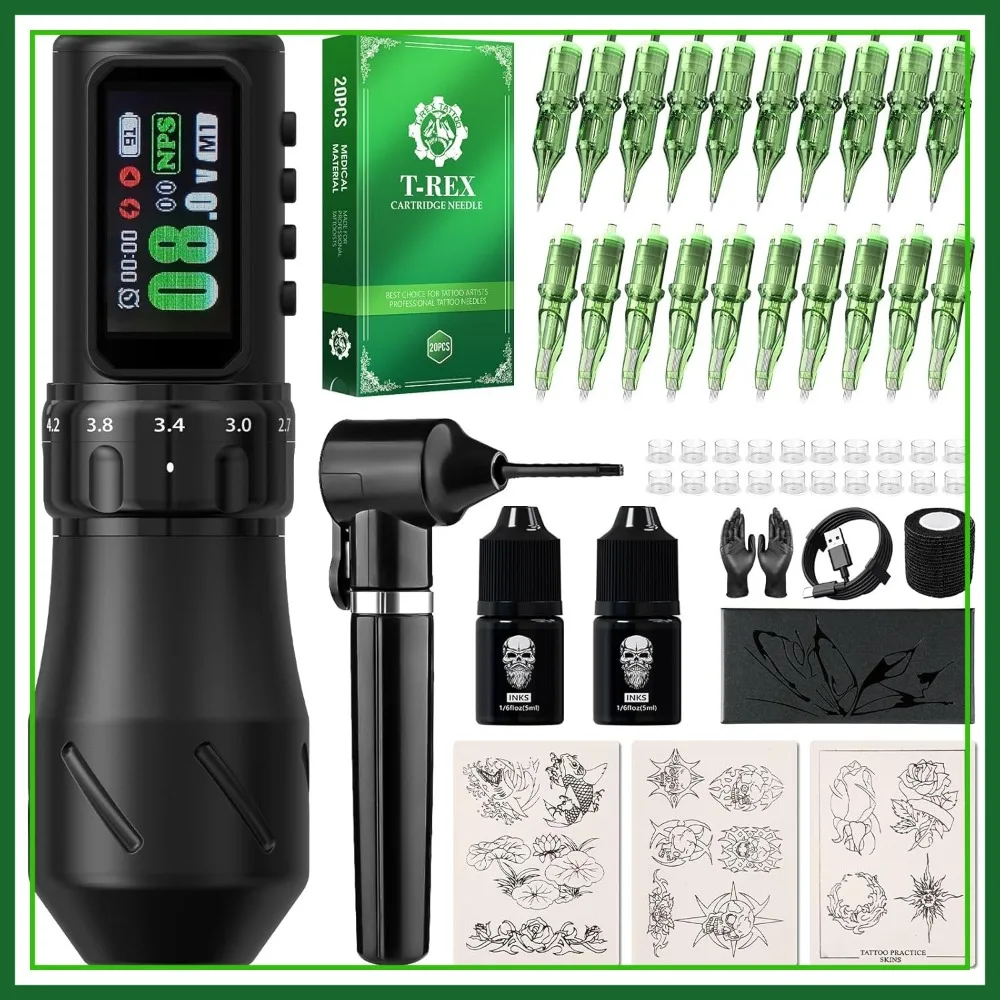 Wireless Tattoo Kit for Beginners, Adjustable Stroke Pen Machine with 2200mAh Battery
Wireless Tattoo Kit for Beginners, Adjustable Stroke Pen Machine with 2200mAh Battery