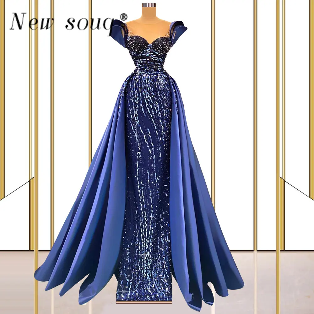 Luxury 2 In 1 Blue Mermaid Evening Dresses with Cap Sleeve Elegant African Black Girls Long Party Dress Beads Crystal Prom Gown
Luxury 2 In 1 Blue Mermaid Evening Dresses with Cap Sleeve Elegant African Black Girls Long Party Dress Beads Crystal Prom Gown