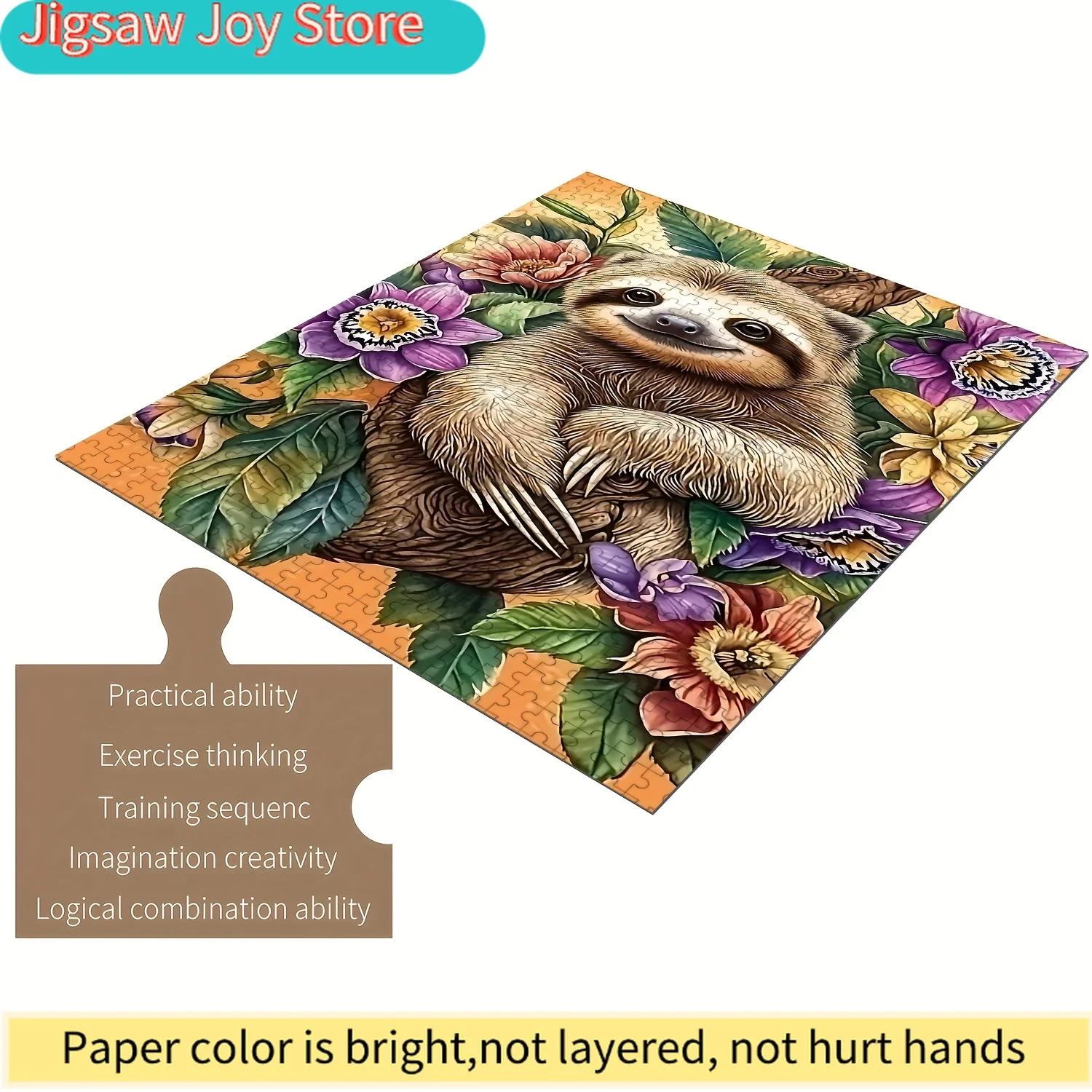 Wooden Jigsaw Puzzle - Sloth & Floral Design, Intermediate Challenge with Vibrant Colors, Portable & Scratch-Resistant - Enha
Wooden Jigsaw Puzzle - Sloth & Floral Design, Intermediate Challenge with Vibrant Colors, Portable & Scratch-Resistant - Enha