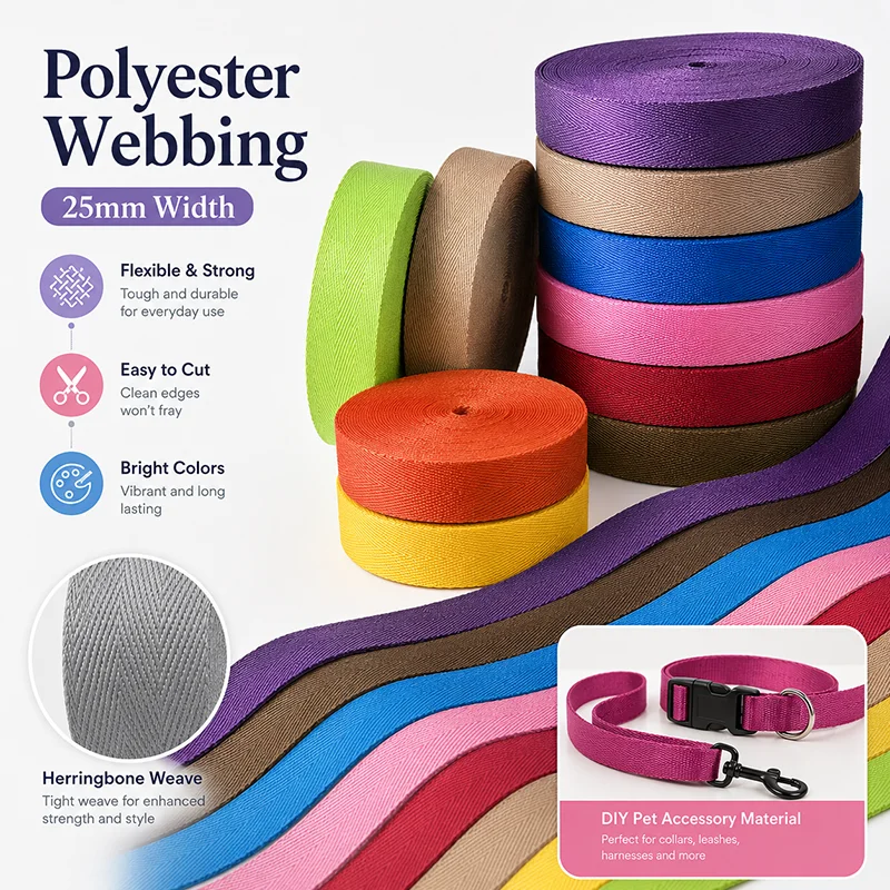 15Meters 25mm Colorful Nylon Webbing Belt Herringbone Pattern for Pet Collar Leash Harness Dog Strap Decorative Ribbon Band Tape
15Meters 25mm Colorful Nylon Webbing Belt Herringbone Pattern for Pet Collar Leash Harness Dog Strap Decorative Ribbon Band Tape