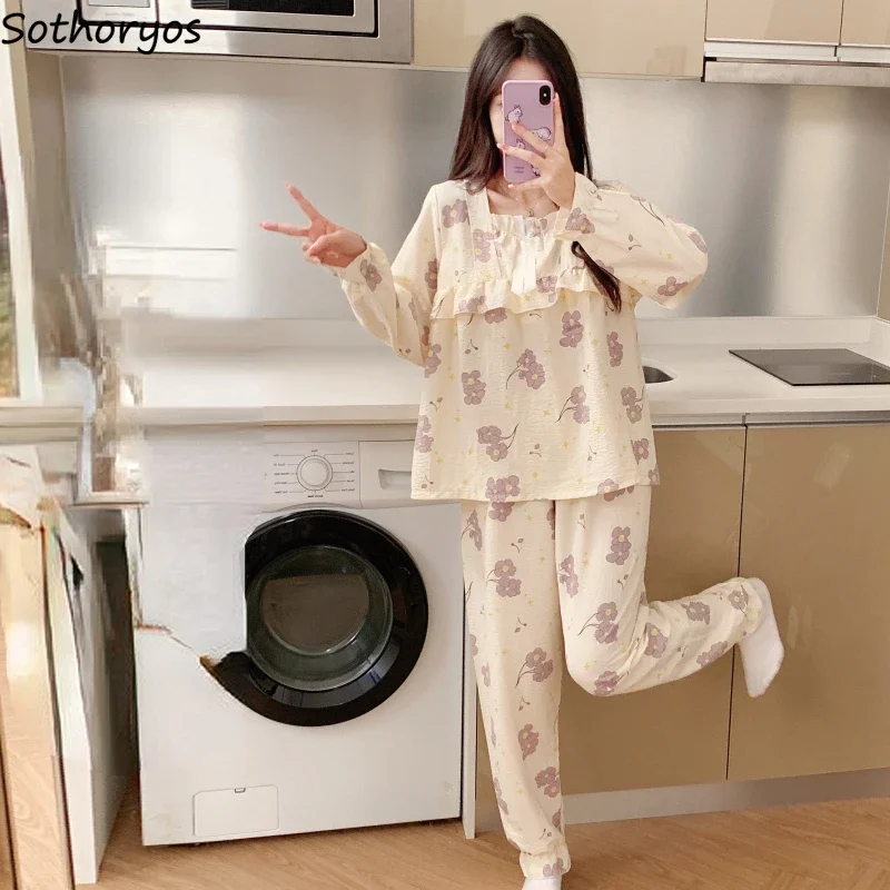 Floral Pajama Sets Women Baggy Home Soft Sweet Padded Sleepwear Casual Prairie Chic Daily Spring Autumn Korean Fashion Aesthetic
Floral Pajama Sets Women Baggy Home Soft Sweet Padded Sleepwear Casual Prairie Chic Daily Spring Autumn Korean Fashion Aesthetic
