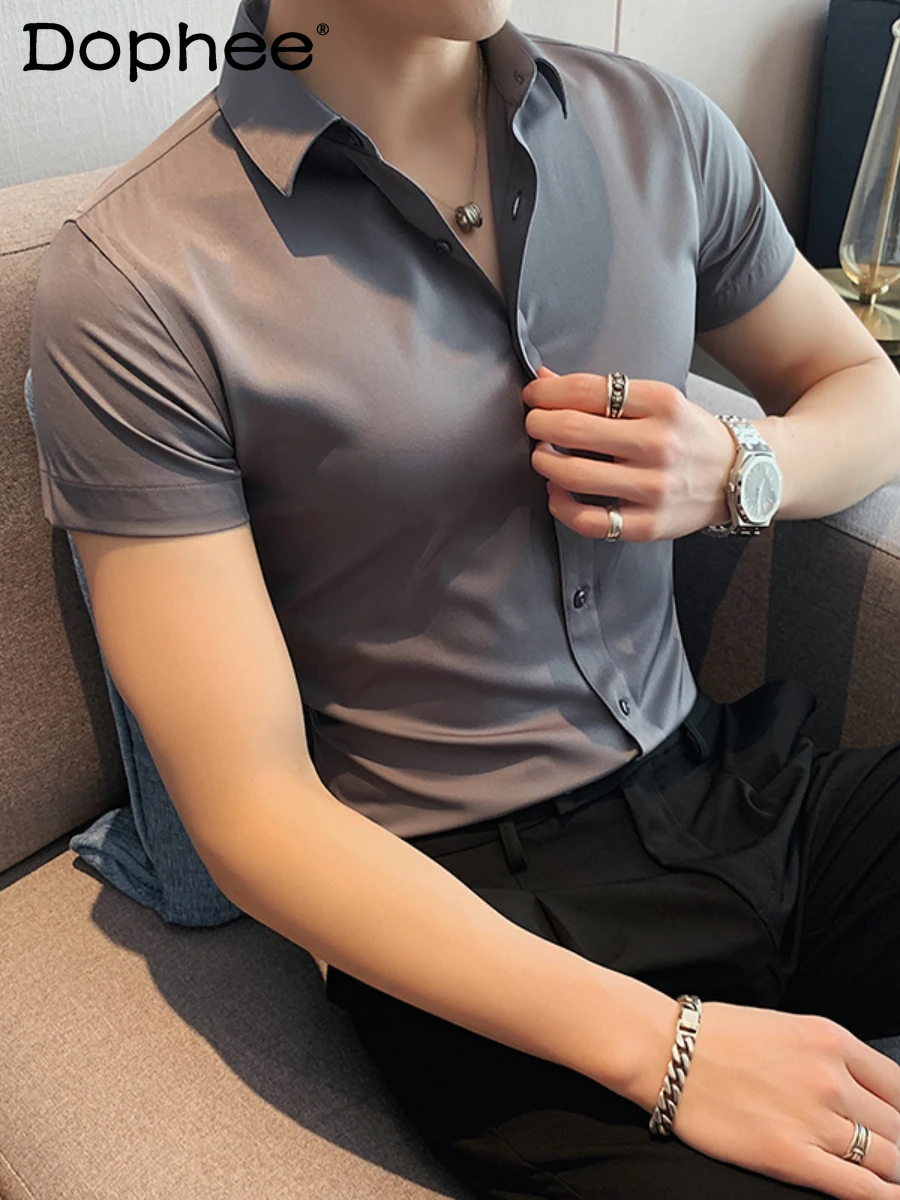2024 Summer Short Sleeve Solid Color Shirt Men's Fashion Slim Fit Trendy Handsome Male Shirts Casual Half Sleeve Breathable Top
2024 Summer Short Sleeve Solid Color Shirt Men's Fashion Slim Fit Trendy Handsome Male Shirts Casual Half Sleeve Breathable Top