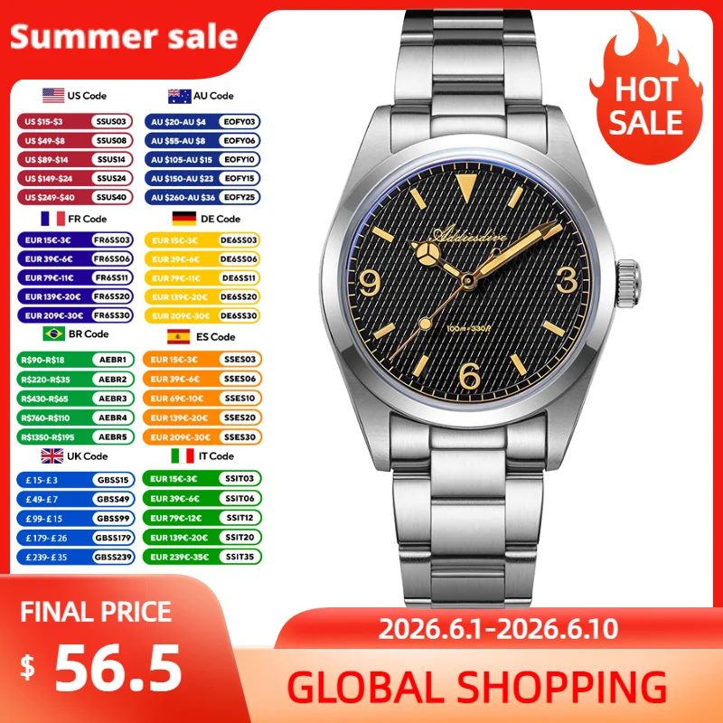 ADDIESDIVE 36mm Luxury Quartz Watch K1 Bubble Glass Stainless Steel 100m Waterproof Watches Super Luminous Elegant Men's Watch
ADDIESDIVE 36mm Luxury Quartz Watch K1 Bubble Glass Stainless Steel 100m Waterproof Watches Super Luminous Elegant Men's Watch