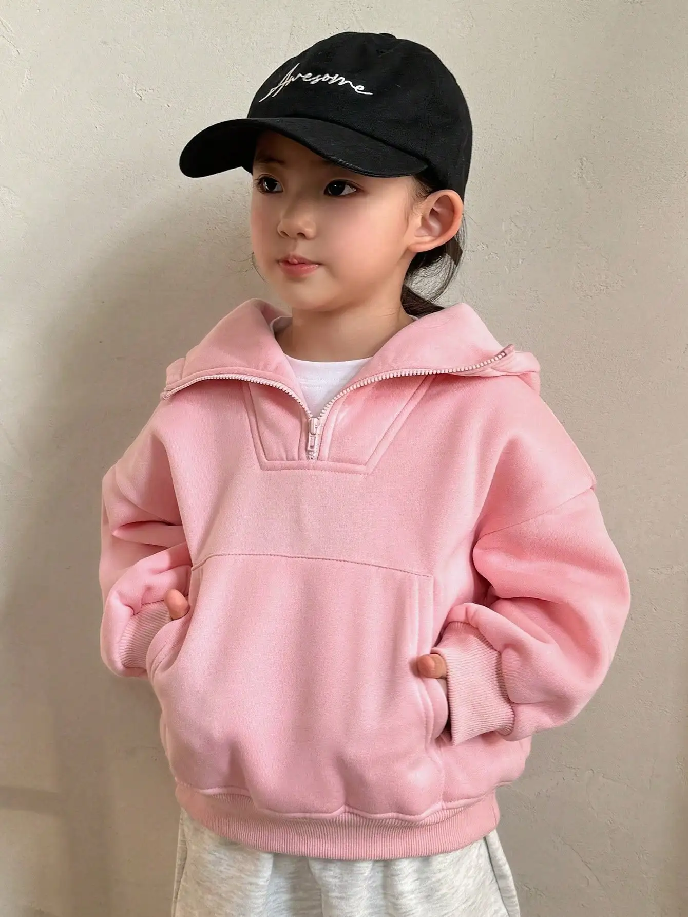 Kids Pink Half-Zip Hooded Sweatshirt with Kangaroo Pocket
Kids Pink Half-Zip Hooded Sweatshirt with Kangaroo Pocket
