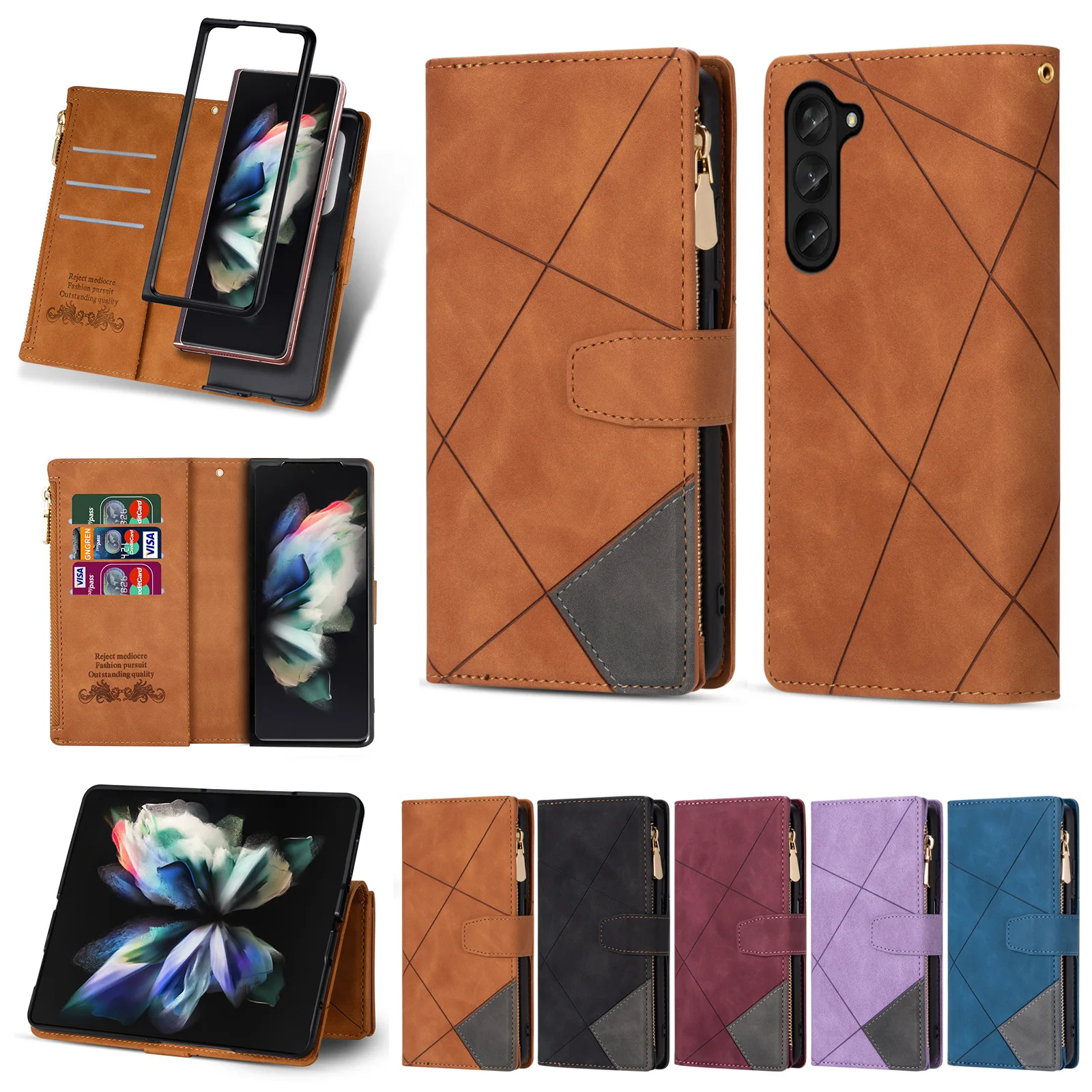 Suitable for Samsung Z Fold7 phone artificial leather case, Z Fold4 line-joined multi-color karakuri chain wallet in two colors
Suitable for Samsung Z Fold7 phone artificial leather case, Z Fold4 line-joined multi-color karakuri chain wallet in two colors