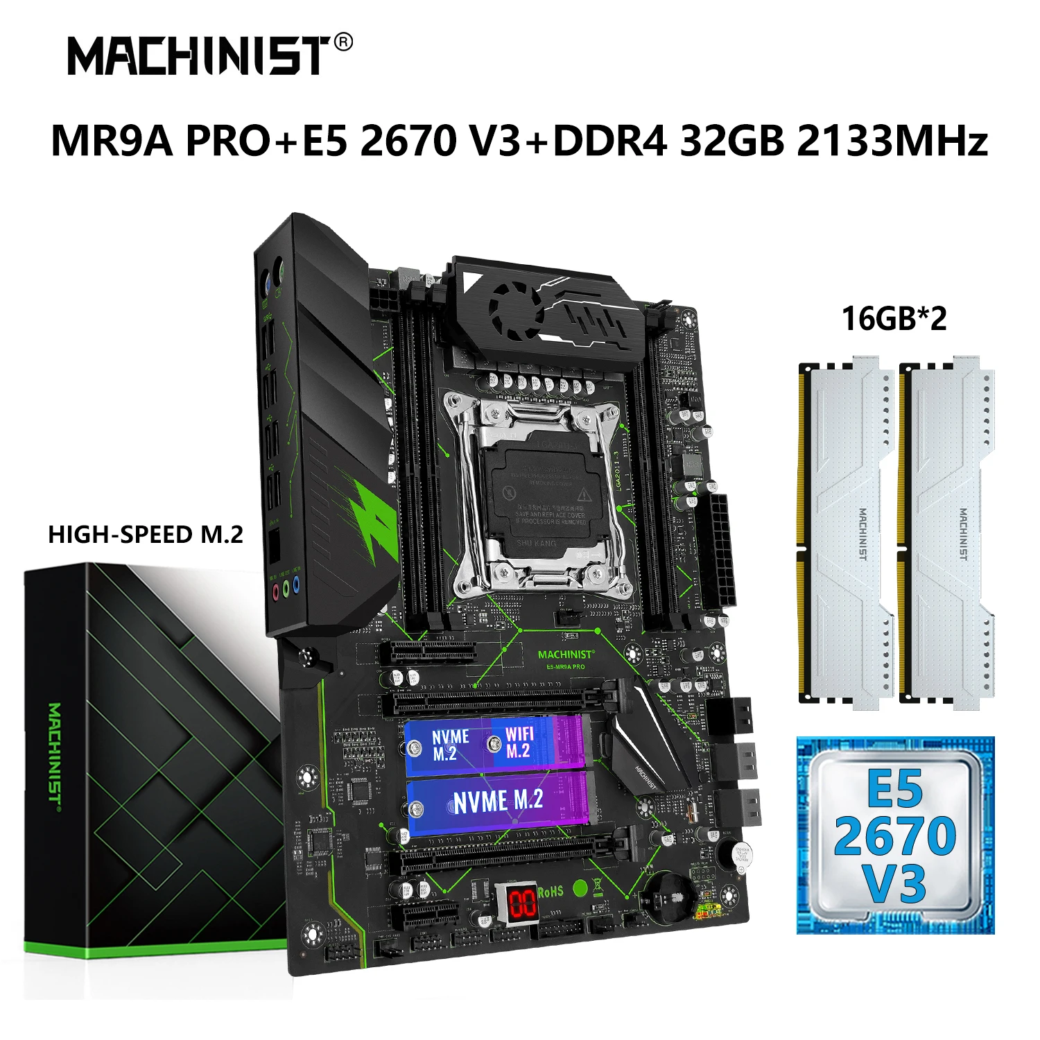 MACHINIST X99 Motherboard Kit Xeon E5 2670 V3 Processor DDR4 32GB RAM Memory Combo LGA 2011-3 CPU 2×NVME M.2 WiFi ATX MR9A PRO
MACHINIST X99 Motherboard Kit Xeon E5 2670 V3 Processor DDR4 32GB RAM Memory Combo LGA 2011-3 CPU 2×NVME M.2 WiFi ATX MR9A PRO