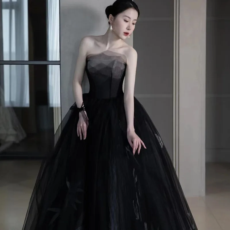 Sexy Fashion Black Tube Top Evening Dress Women Elegant Long A-lie Tulle Prom Party Dresses
Sexy Fashion Black Tube Top Evening Dress Women Elegant Long A-lie Tulle Prom Party Dresses