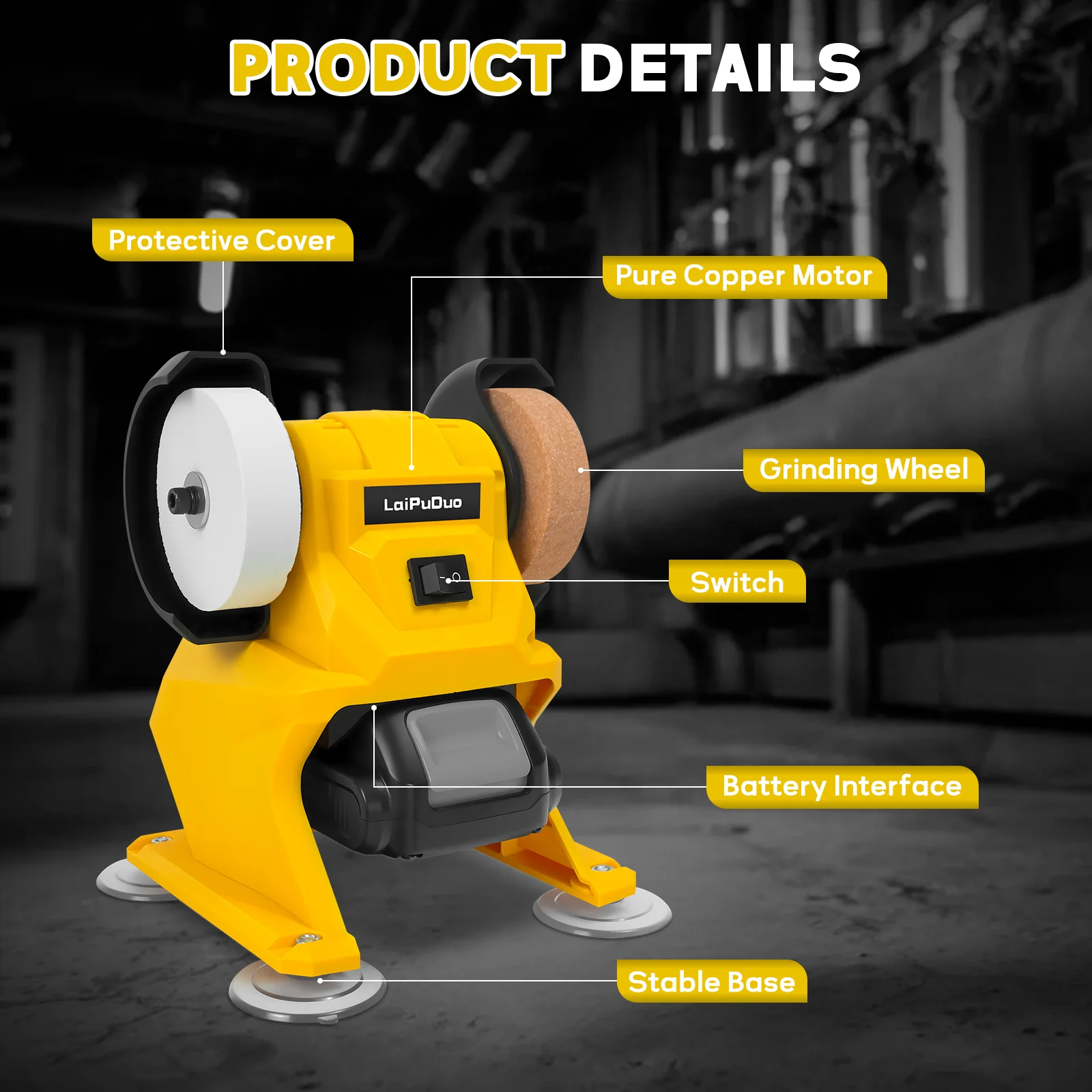 Cordless Electric Bench Grinder 5500RPM Dual Wheels Metal Polishing Sharpening Grinding Power Tool for Dewalt 20V Battery Pin
Cordless Electric Bench Grinder 5500RPM Dual Wheels Metal Polishing Sharpening Grinding Power Tool for Dewalt 20V Battery Pin