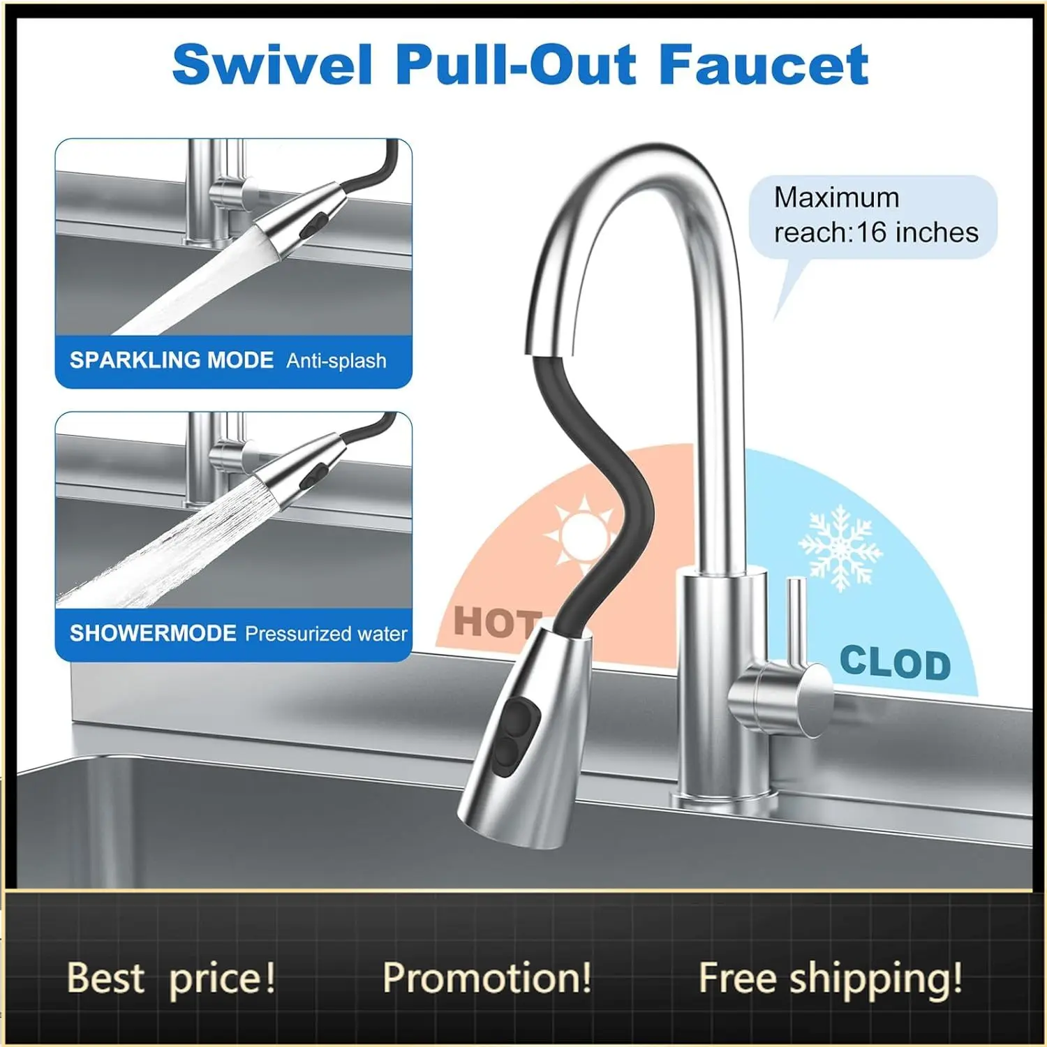 36" Freestanding Stainless Steel Utility Sink with Storage Shelf – Freestanding Sink with Retractable Hot & Cold Water Plumbing
36" Freestanding Stainless Steel Utility Sink with Storage Shelf – Freestanding Sink with Retractable Hot & Cold Water Plumbing