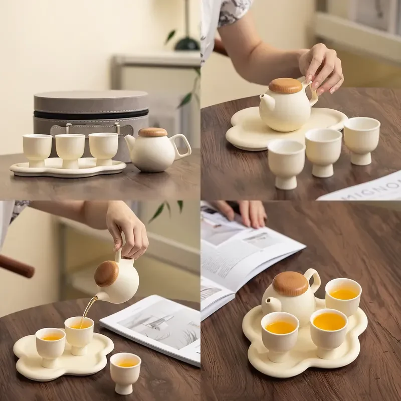 【CHIMU HOME】 Ceramic One Pot Three Cups Travel Set for Portable Outdoor Use Modern Simplicity Design Kung Fu Ceremony
【CHIMU HOME】 Ceramic One Pot Three Cups Travel Set for Portable Outdoor Use Modern Simplicity Design Kung Fu Ceremony
