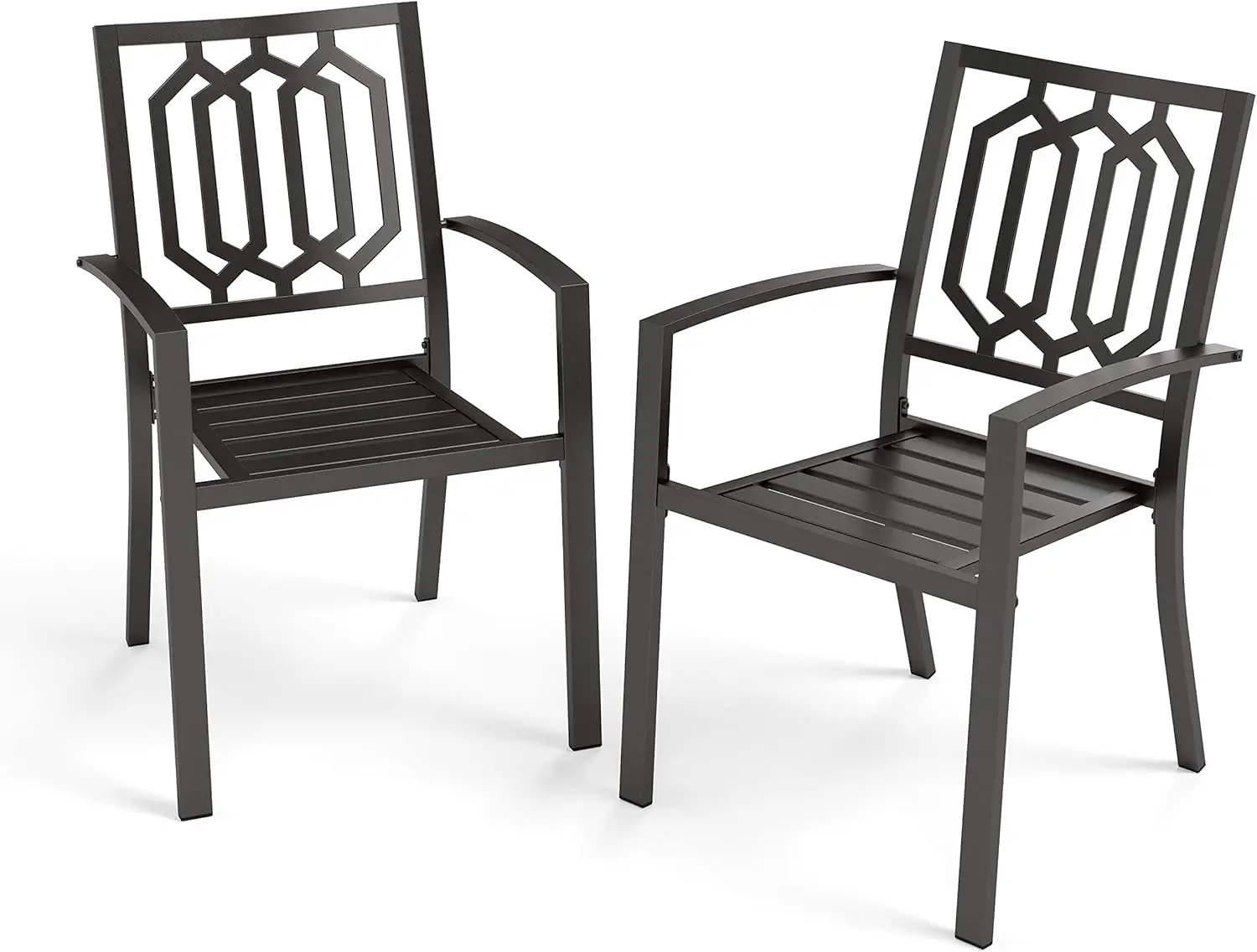 Set of 2 Stackable Wrought Iron Patio Dining Chairs, Portable Black Outdoor Bistro Deck Metal Chairs
Set of 2 Stackable Wrought Iron Patio Dining Chairs, Portable Black Outdoor Bistro Deck Metal Chairs
