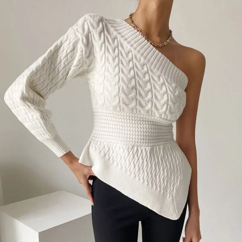 2023 New Korean Spring Vintage Temperament Diagonal Neck, Irregular Half Sleeves, Off-the-shoulder Design Twist Knit Sweater
2023 New Korean Spring Vintage Temperament Diagonal Neck, Irregular Half Sleeves, Off-the-shoulder Design Twist Knit Sweater