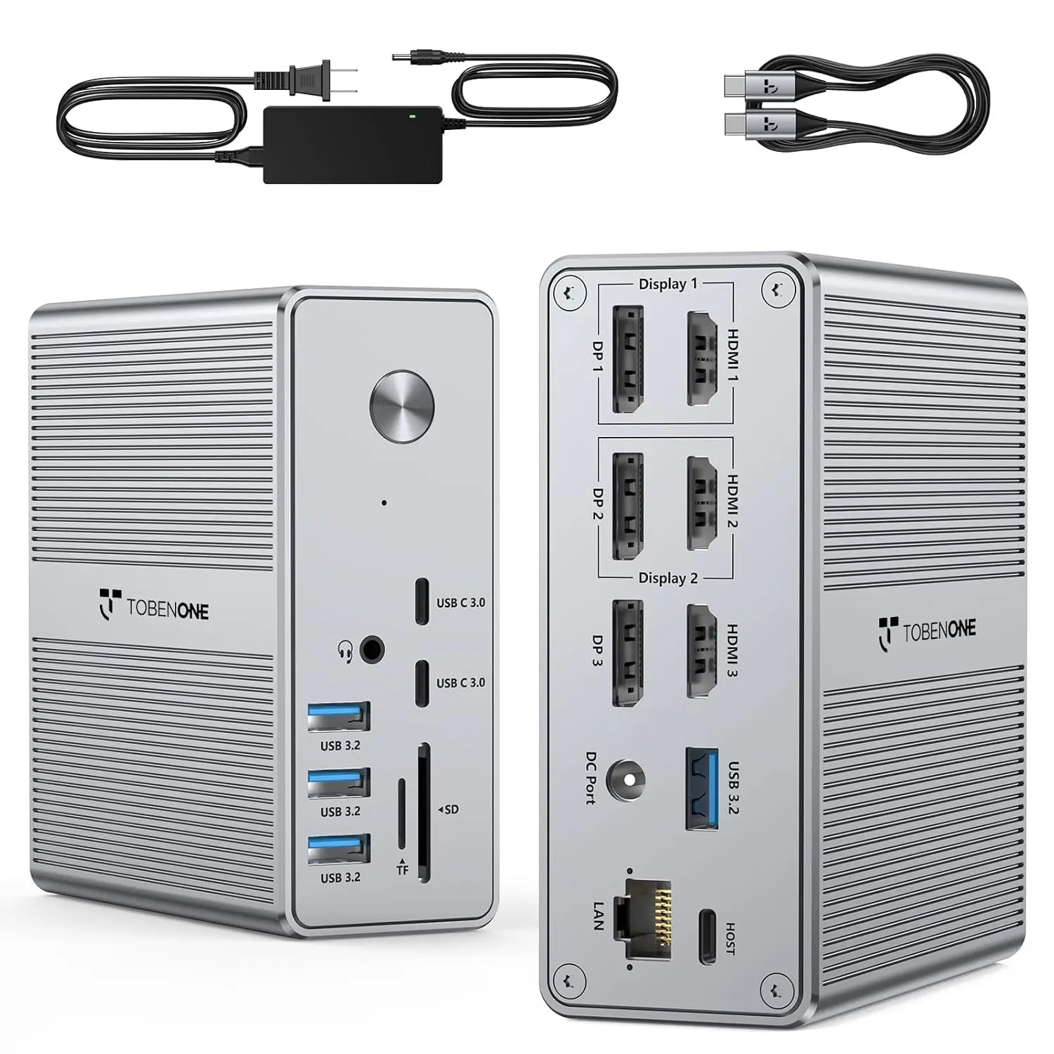 Док-станция для трёх мониторов с адаптером 120 Вт, поддержка 4K дисплеев для MacBook/Windows, 18 портов
Док-станция для трёх мониторов с адаптером 120 Вт, поддержка 4K дисплеев для MacBook/Windows, 18 портов