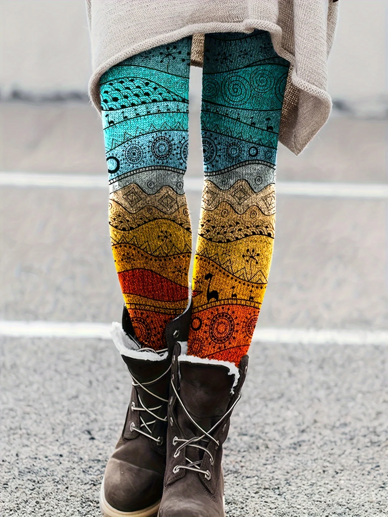 Women's Western-style printed leggings, ethnic-style casual tight-fitting leggings for women.
Women's Western-style printed leggings, ethnic-style casual tight-fitting leggings for women.