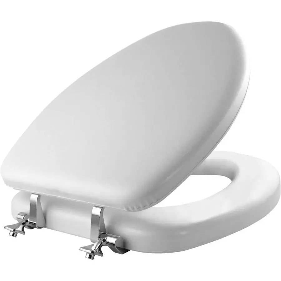 Padded Toilet Seat with Chrome Hinges, Soft Vinyl over Wood Core Seat, Made in USA, Elongated, White
Padded Toilet Seat with Chrome Hinges, Soft Vinyl over Wood Core Seat, Made in USA, Elongated, White