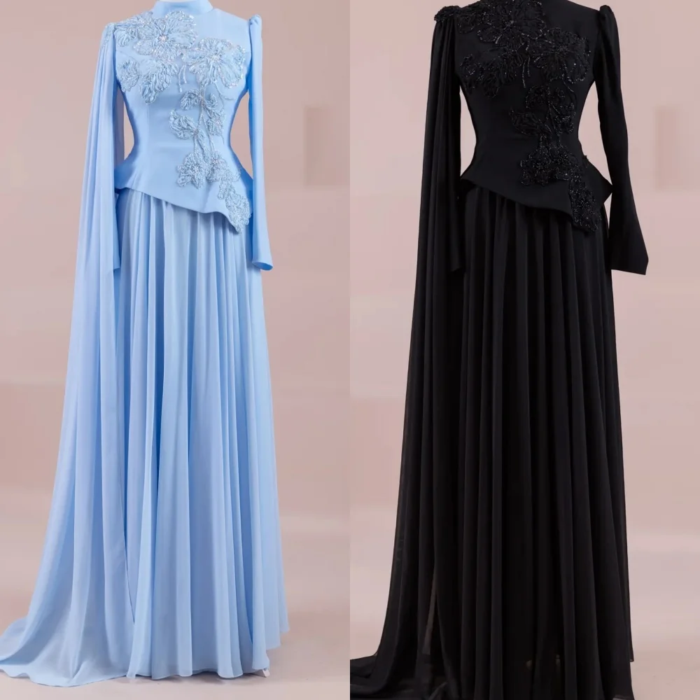 Customized Retro Chiffon Flower Beading Sequined Pleat Draped Pearl A-line High Collar Long Dresses Bespoke Occasion Dresses
Customized Retro Chiffon Flower Beading Sequined Pleat Draped Pearl A-line High Collar Long Dresses Bespoke Occasion Dresses