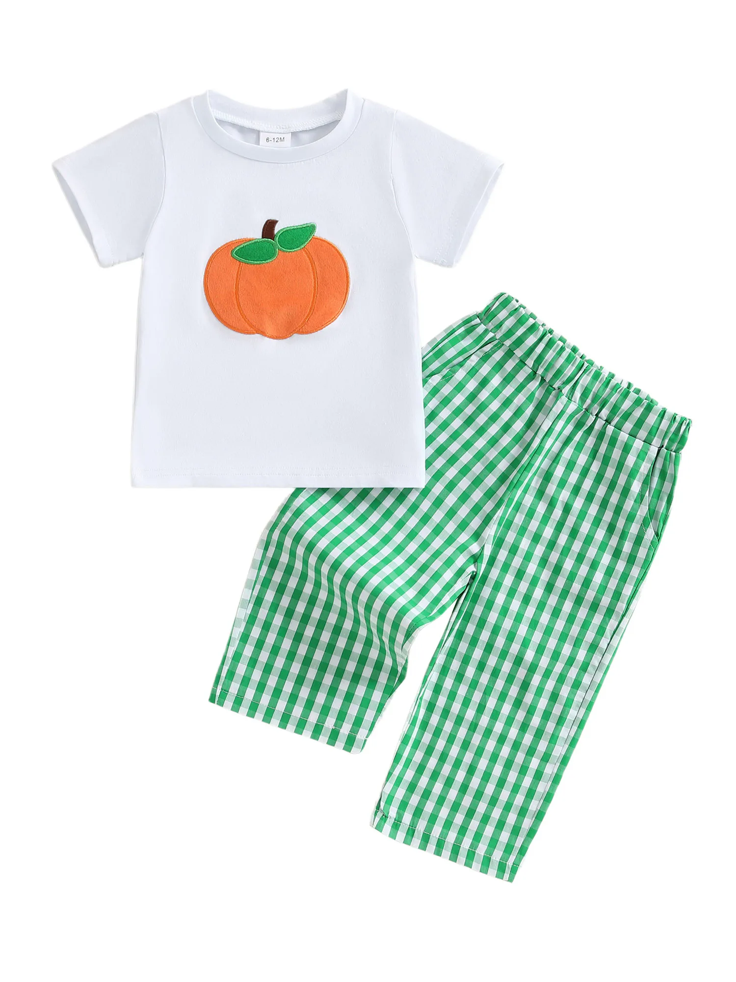 Очаровательный осенний ансамбль для маленьких мальчиков, футболка в стиле пэчворк с тыквой и клетчатыми брюками, костюм из двух предметов
Очаровательный осенний ансамбль для маленьких мальчиков, футболка в стиле пэчворк с тыквой и клетчатыми брюками, костюм из двух предметов