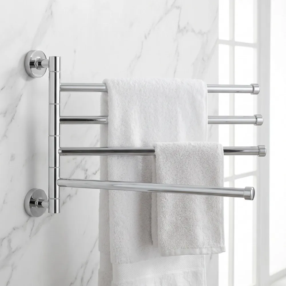 Stainless Steel Rotating Towel Bar Silver Space Saving Swivel Towel Rack Wall Mounted Chrome Finish Swing Out Towel Holder
Stainless Steel Rotating Towel Bar Silver Space Saving Swivel Towel Rack Wall Mounted Chrome Finish Swing Out Towel Holder