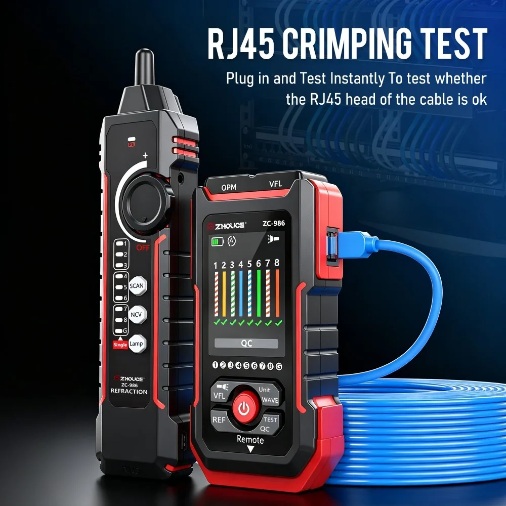 ZC-986 Multifunctional Testing Device Built-in Optical Power Meter VFL Wire Tracer NCV Voltage Detector For Fiber RJ45 RJ11
ZC-986 Multifunctional Testing Device Built-in Optical Power Meter VFL Wire Tracer NCV Voltage Detector For Fiber RJ45 RJ11