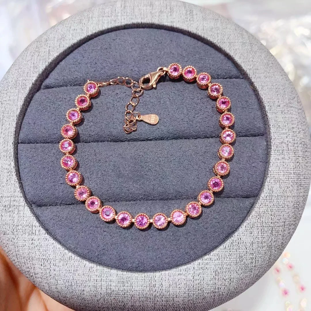 Luxury Design Pink Gem Bracelet 925 Sterling Silver Natural Topaz Women's Bracelet 3*3mm Charm Bracelet
Luxury Design Pink Gem Bracelet 925 Sterling Silver Natural Topaz Women's Bracelet 3*3mm Charm Bracelet