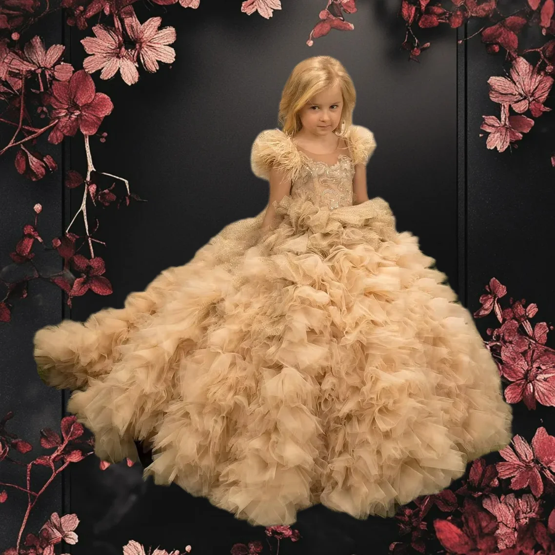 Quality Luxurious Flower Girl Dress Brown Tulle Fluffy Little Girls Birthday Wedding Ball Dresses Party Evening Evening Downs
Quality Luxurious Flower Girl Dress Brown Tulle Fluffy Little Girls Birthday Wedding Ball Dresses Party Evening Evening Downs
