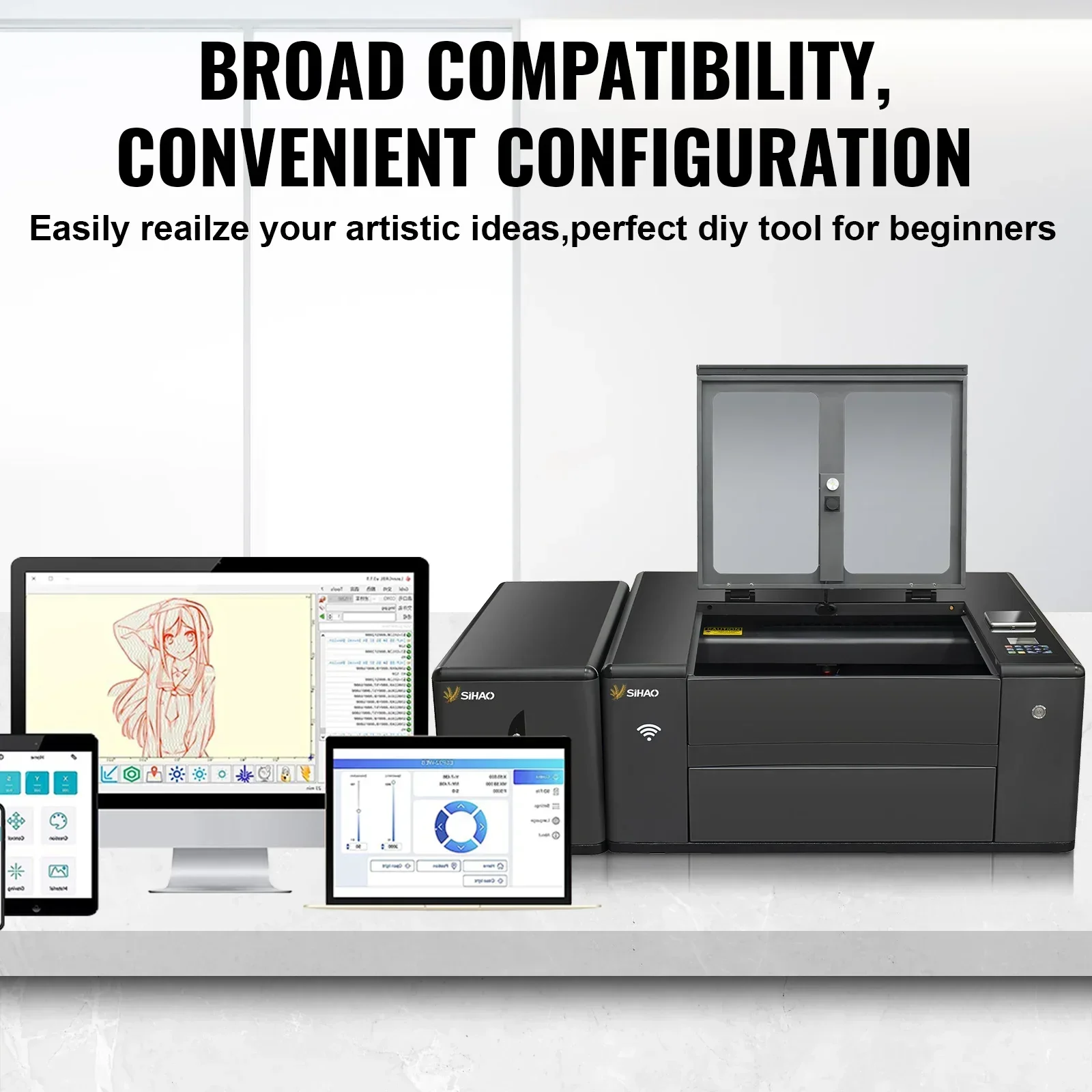 SIHAO3020G 3D RF 30W/40W Laser Engraver with 4-Axis 300x200mm Autofocus & WiFi Control - 220V for Metal/Wood Engraving & Milling
SIHAO3020G 3D RF 30W/40W Laser Engraver with 4-Axis 300x200mm Autofocus & WiFi Control - 220V for Metal/Wood Engraving & Milling