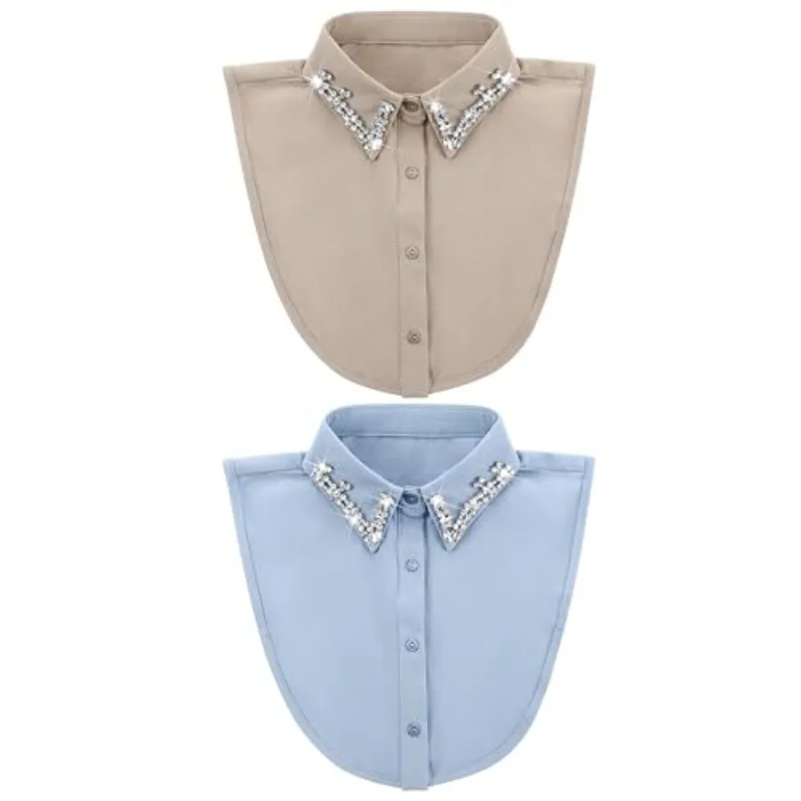 2 Pcs Rhinestone Fake Collar Dickey for Women False Half Shirt Blouse Detachable Collar
2 Pcs Rhinestone Fake Collar Dickey for Women False Half Shirt Blouse Detachable Collar