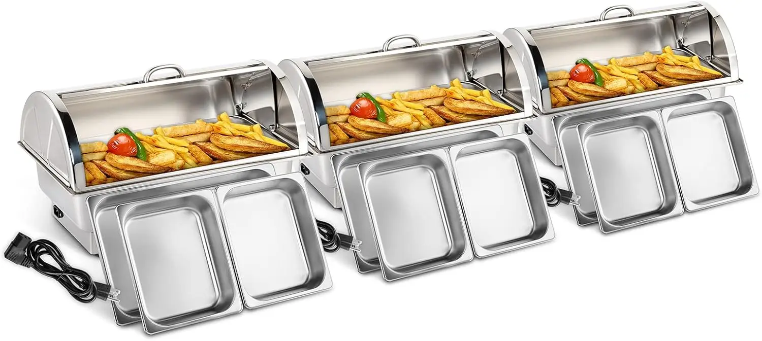 ROVSUN 3 Pack Electric 9 QT Chafing Dishes Buffet Set, NSF Stainless Steel Roll Top Catering Chafer Server Food Warmer
ROVSUN 3 Pack Electric 9 QT Chafing Dishes Buffet Set, NSF Stainless Steel Roll Top Catering Chafer Server Food Warmer