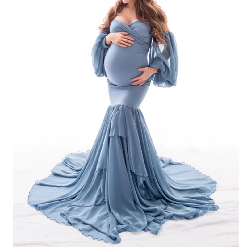 Women Off Shoulder Chiffon Long Sleeves Mermaid Pregnancy Maxi Gown Dress Photography Props Maternity Dress for Photo Shoot Sexy
Women Off Shoulder Chiffon Long Sleeves Mermaid Pregnancy Maxi Gown Dress Photography Props Maternity Dress for Photo Shoot Sexy