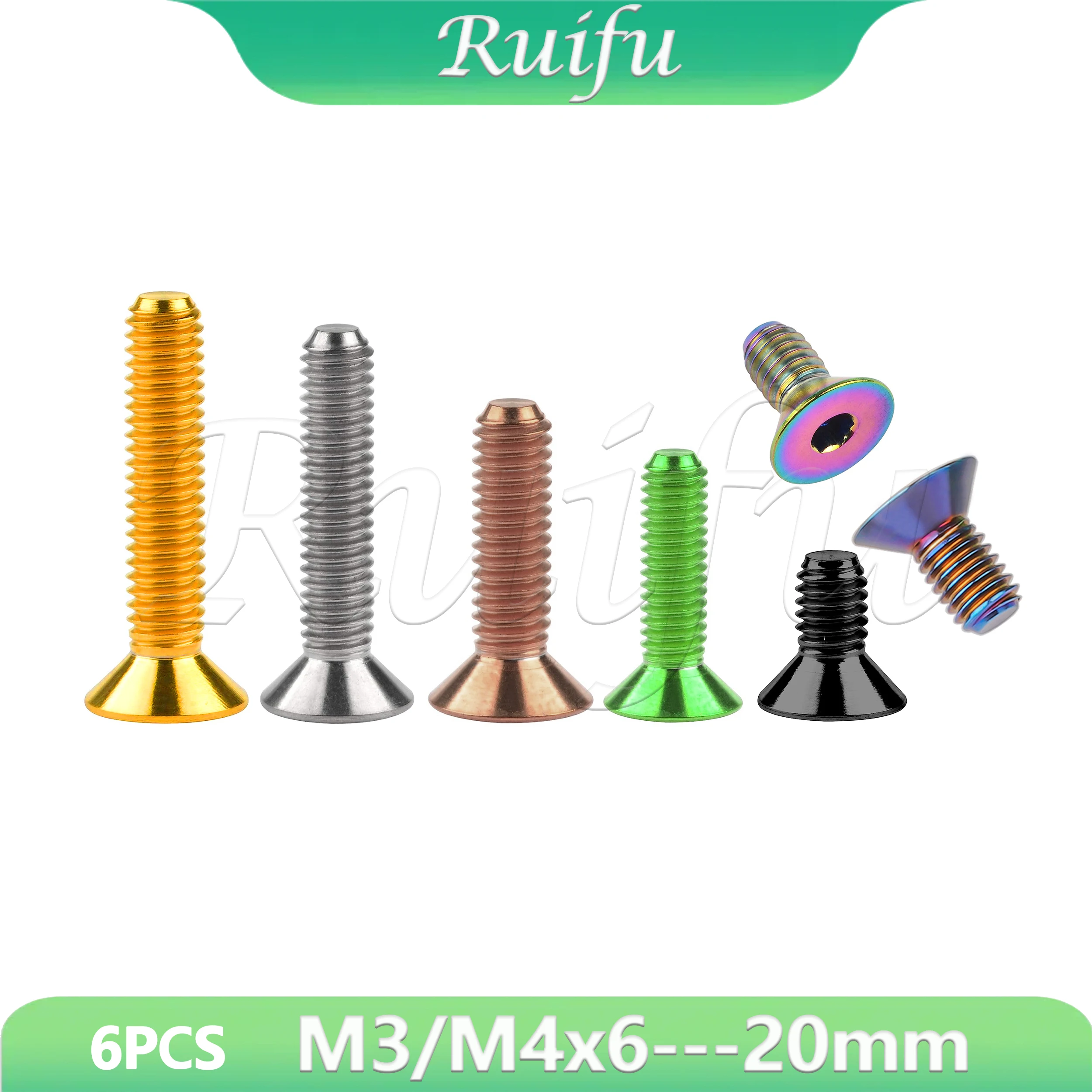 Ruifu Titanium Bolt 6PCS M3 M4x6/8/10/12/15/18/20mm M3/M4 Countersunk Head Bolt Socket Head Cap Screw For Bicycle
Ruifu Titanium Bolt 6PCS M3 M4x6/8/10/12/15/18/20mm M3/M4 Countersunk Head Bolt Socket Head Cap Screw For Bicycle