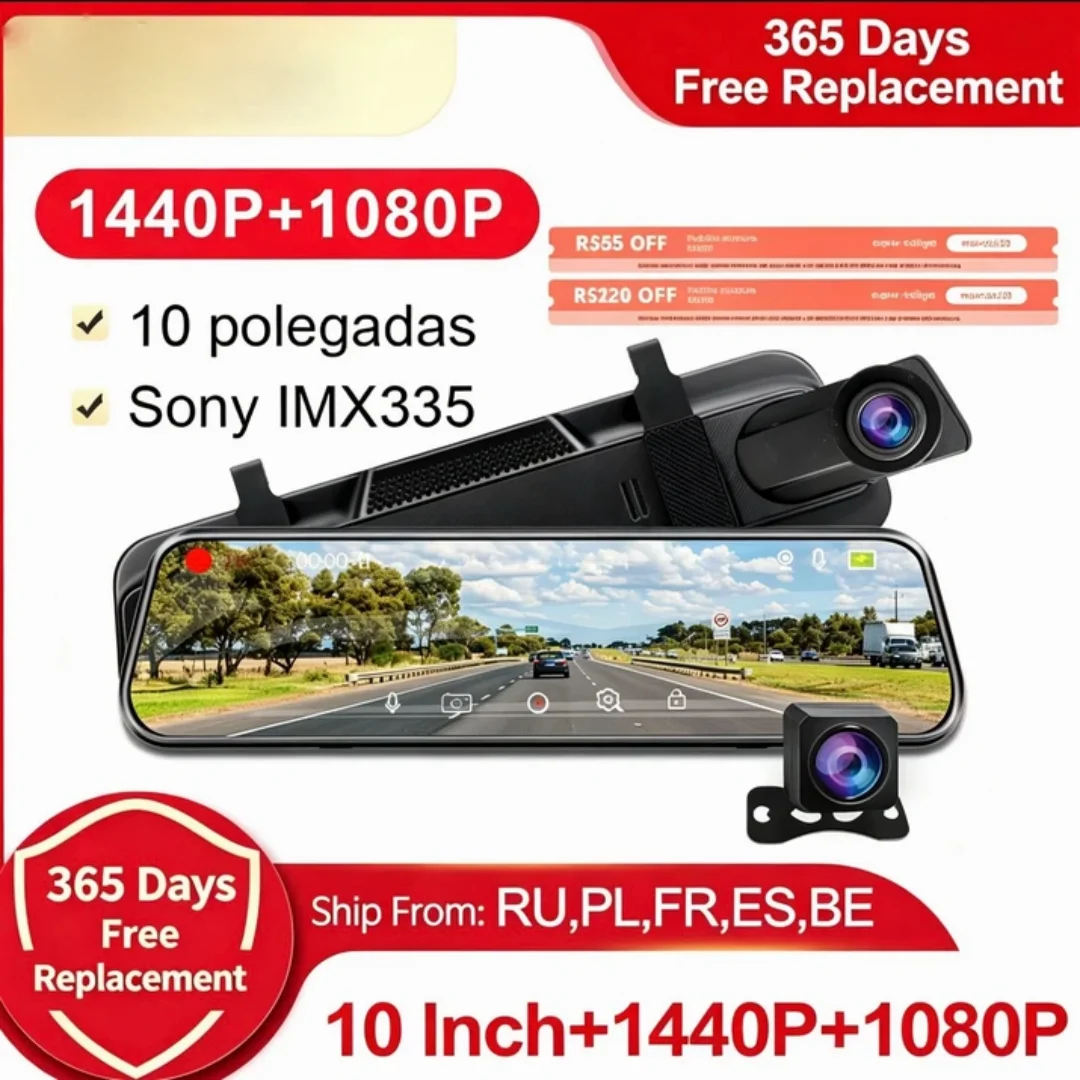 Acceo 10" 2K Mirror Dash Cam 1440P Front Dual Lens Car DVR Night VisionLoop Recording Parking Monitor 365 Days Free Replacement
Acceo 10" 2K Mirror Dash Cam 1440P Front Dual Lens Car DVR Night VisionLoop Recording Parking Monitor 365 Days Free Replacement
