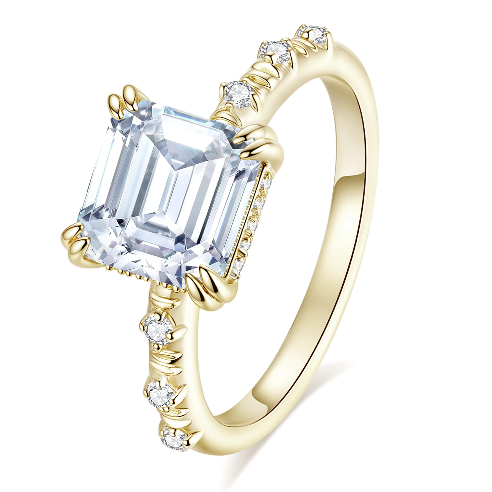 Moissanite Engagement Ring for Women VVS1 Clarity Asscher Cut Lab Created Diamond Wedding Band S925 Sterling Silver with 9K Gold
Moissanite Engagement Ring for Women VVS1 Clarity Asscher Cut Lab Created Diamond Wedding Band S925 Sterling Silver with 9K Gold