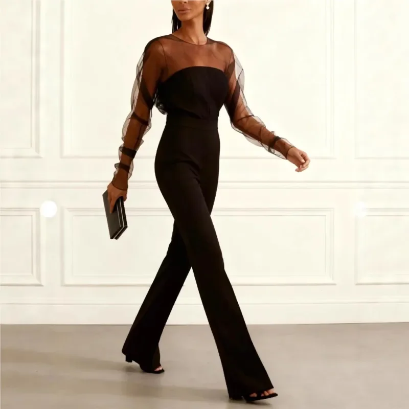 Black Sheer Mesh Sleeve Jumpsuit for Women Elegant Strapless Wide Leg Formal Jumpsuit Evening Party Mesh Patchwork Playsuits
Black Sheer Mesh Sleeve Jumpsuit for Women Elegant Strapless Wide Leg Formal Jumpsuit Evening Party Mesh Patchwork Playsuits