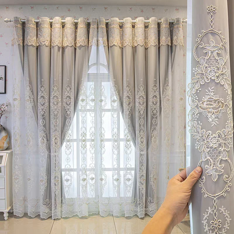 1pc Luxury Grey 2-in-1 Curtains, Full Blackout Liner + Court Embroidered Sheer, Ready-Made Drapes for Living Room Bedroom
1pc Luxury Grey 2-in-1 Curtains, Full Blackout Liner + Court Embroidered Sheer, Ready-Made Drapes for Living Room Bedroom