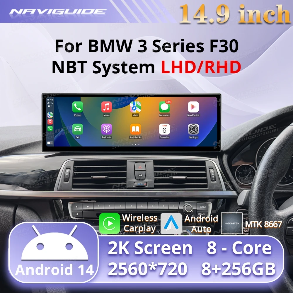 NAVIGUIDE 14.9" Android14 Car Radio For BMW 3 4 Series F30 to F36 Wireless Carplay Android Auto Car Multimedia Player Navigation
NAVIGUIDE 14.9" Android14 Car Radio For BMW 3 4 Series F30 to F36 Wireless Carplay Android Auto Car Multimedia Player Navigation