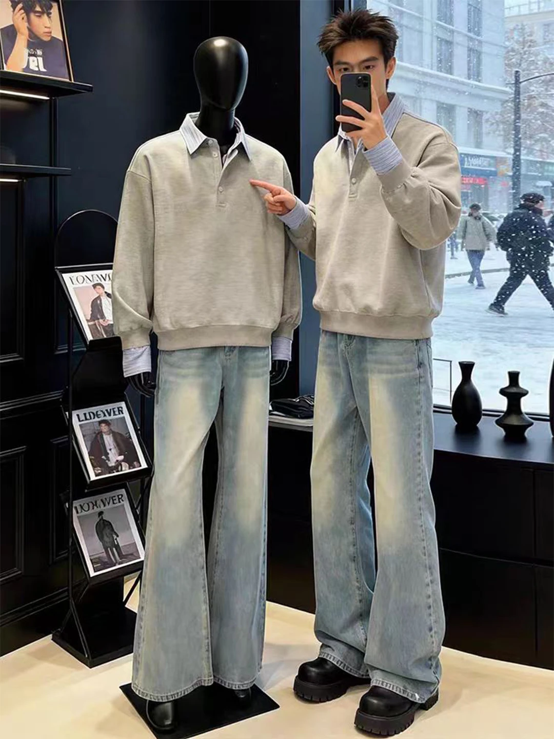 Light Blue Curved Blade Men's Jeans High Waist Slimming Extended Version Cleanfit Lift Micro Flared Pants Casual Wear
Light Blue Curved Blade Men's Jeans High Waist Slimming Extended Version Cleanfit Lift Micro Flared Pants Casual Wear