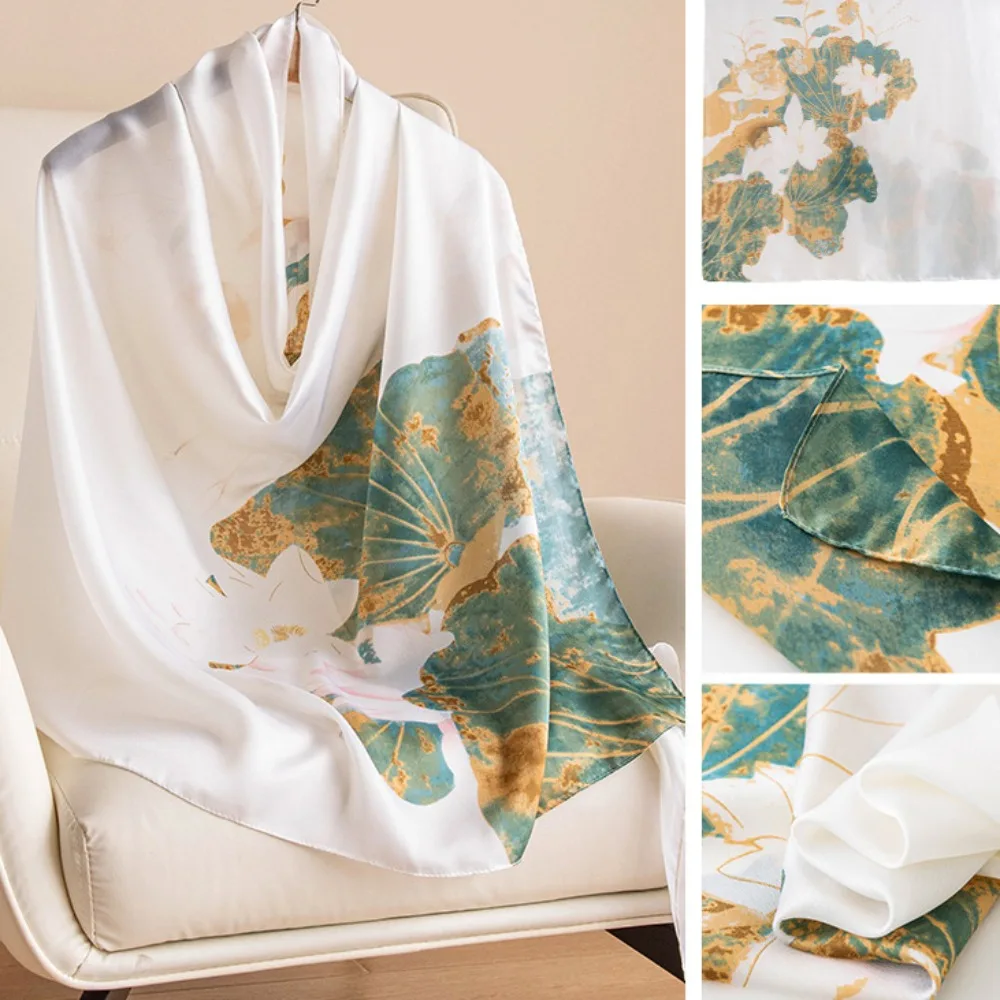 Thin Korean Luxury Silk Scarf Lotus Pattern Printing Chiffon Shawl Wrap Soft Elegant Women Hijab Shawls Female
Thin Korean Luxury Silk Scarf Lotus Pattern Printing Chiffon Shawl Wrap Soft Elegant Women Hijab Shawls Female