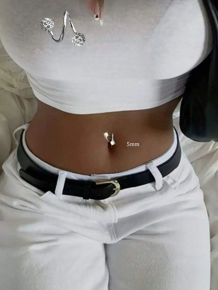 925 Sterling Silver Crystal Ball Double Screw Belly Button Ring For Women Daily Use Gift For Her
925 Sterling Silver Crystal Ball Double Screw Belly Button Ring For Women Daily Use Gift For Her