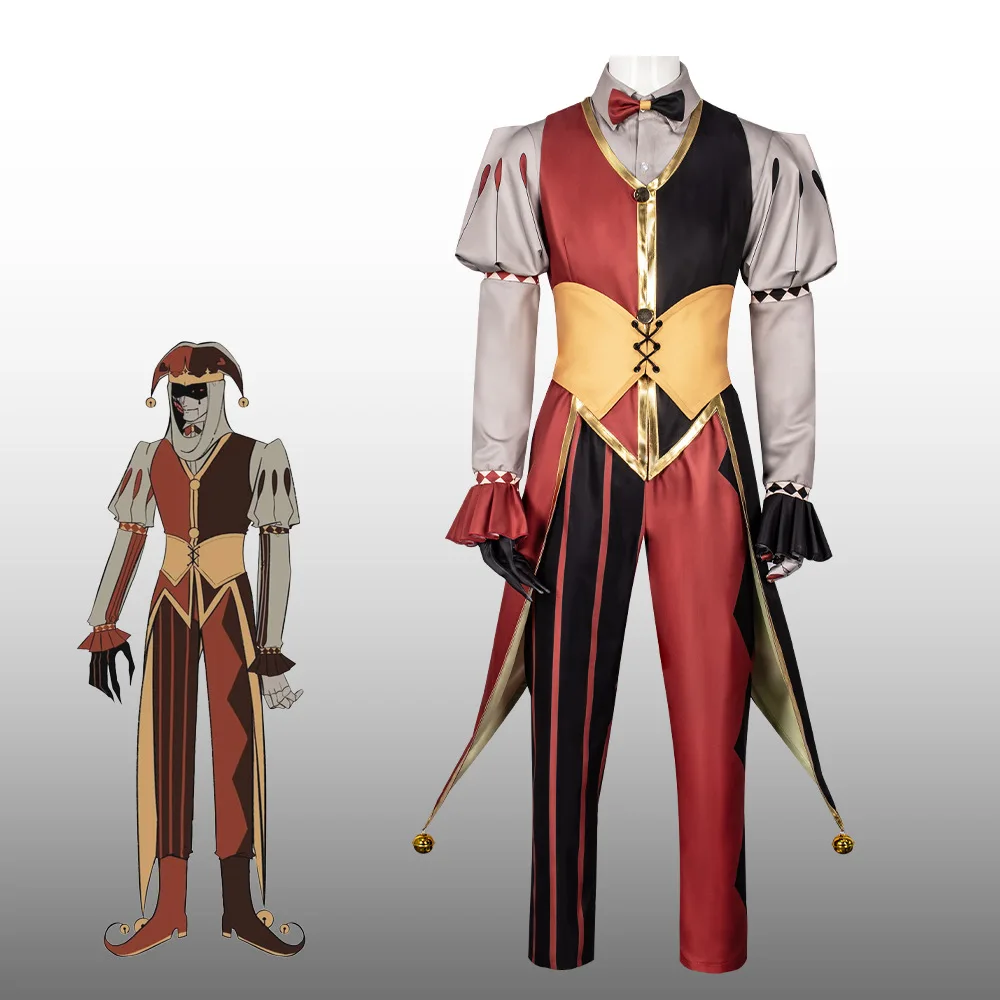 Kingdom Jestyn Cosplay Full Set Clown Jester Costume Red Black Gold Striped Outfit with Jester Hat Gloves Halloween Fancy Dress
Kingdom Jestyn Cosplay Full Set Clown Jester Costume Red Black Gold Striped Outfit with Jester Hat Gloves Halloween Fancy Dress