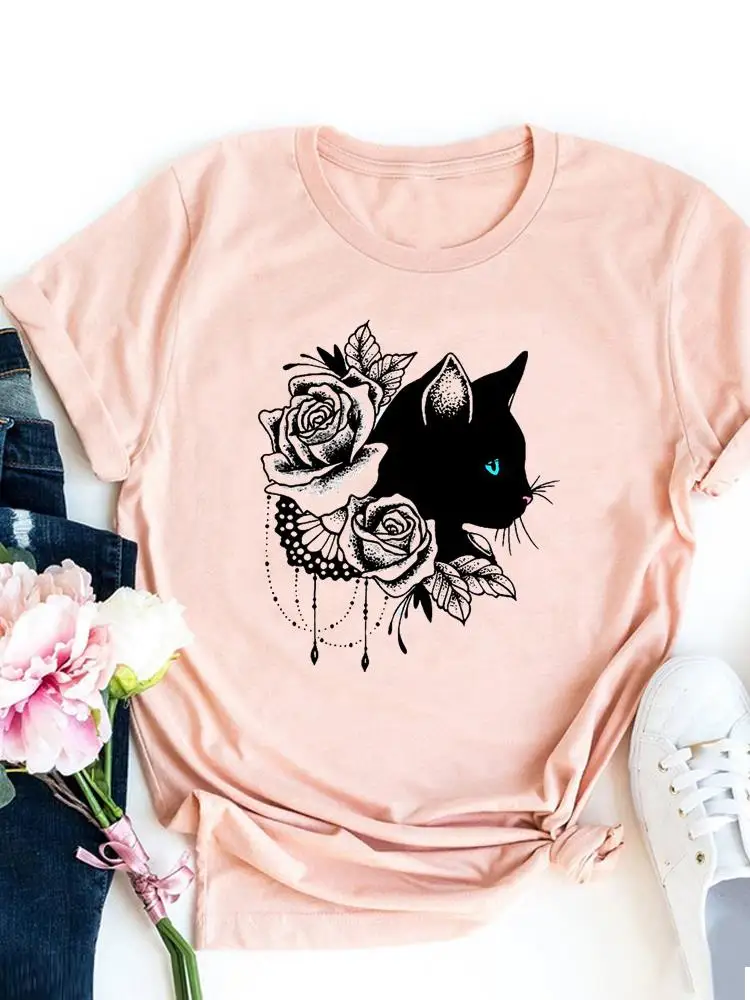 Cat Floral Trend Flower Lovely Graphic T-shirt Women Basic Tee Fashion Print T Shirt Short Sleeve Ladies Clothes Top Clothing
Cat Floral Trend Flower Lovely Graphic T-shirt Women Basic Tee Fashion Print T Shirt Short Sleeve Ladies Clothes Top Clothing